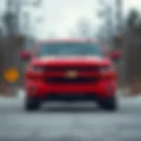 Sleek front view of the 2017 Chevy Silverado 1500 in red