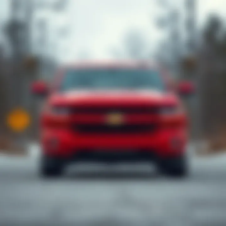 Front View of the 2017 Chevy Silverado 1500 Red Sleek front view of the 2017 Chevy Silverado 1500 in red