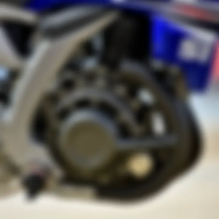 Close-up of the Yamaha YZ85 engine and components