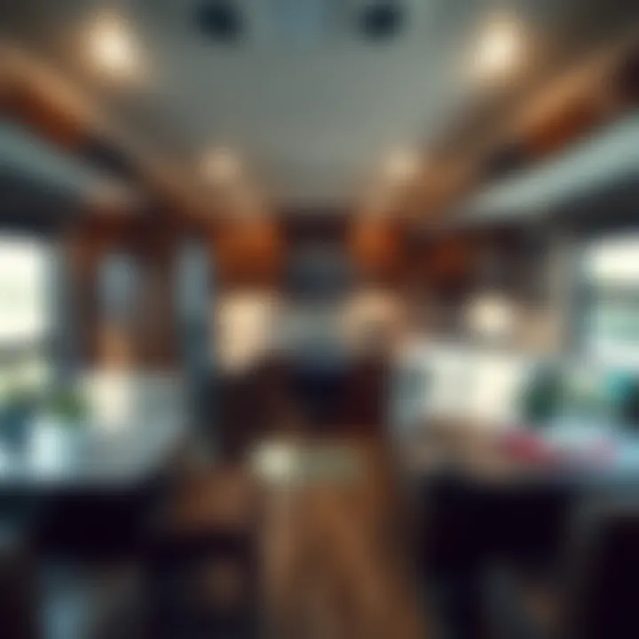 Interior layout of the Leprechaun 220QB highlighting spacious living and dining areas.