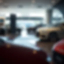 Showroom floor of an Audi dealership showcasing various models