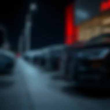 Audi Line-Up Audi vehicles lined up outside a dealership ready for customers