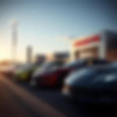 Corvette lineup at a dealership