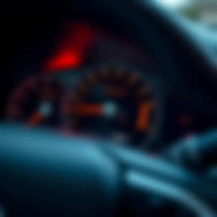 Detailed view of a used car dashboard showing mileage