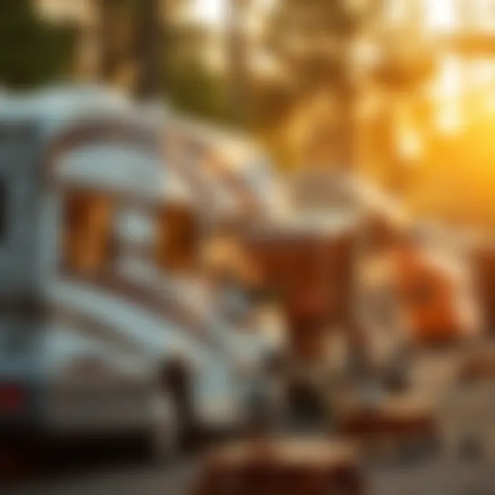 Luxurious RV parked at a campsite