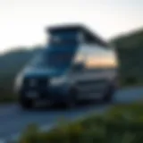 Stylish camper van on a scenic road