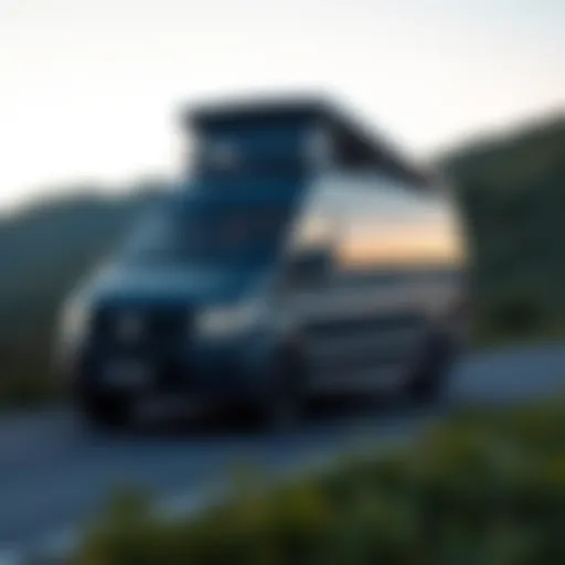 Stylish Camper Van on a Scenic Road Stylish camper van on a scenic road