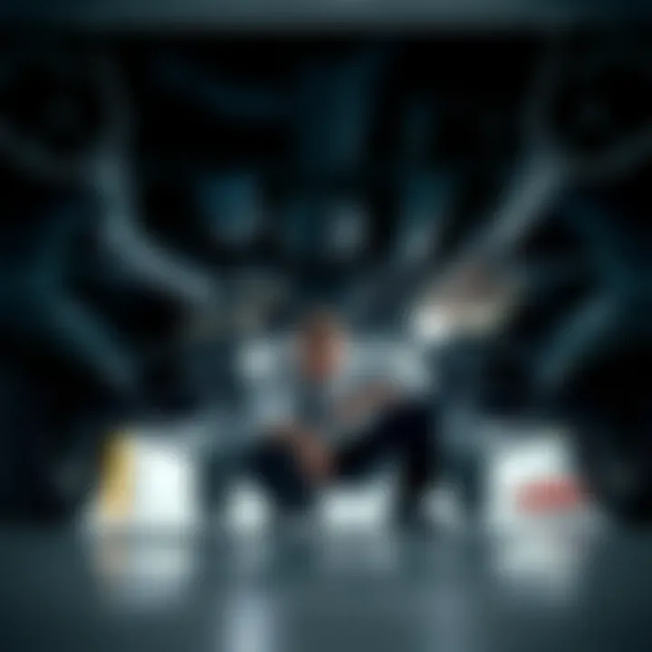 Professional inspecting car undercarriage