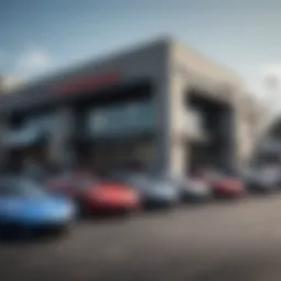 Exterior view of Checkered Flag Used Auto Outlet showcasing a variety of vehicles