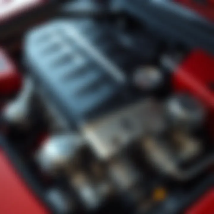 Close-up of the Ferrari 360 Spider's engine, a marvel of engineering excellence.