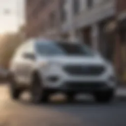 Front view of the 2019 Ford Escape SE in white showcasing its sleek design