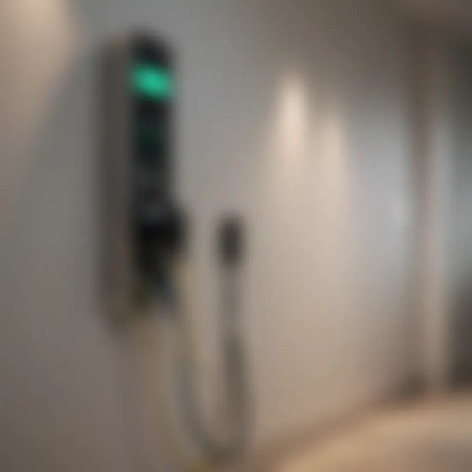 Modern plug-in hybrid charging station installed at home