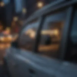 Close-up of a car window alarm sensor in action