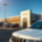 Exterior view of Heritage Chrysler Jeep Dodge showcasing the dealership's vibrant signage and architecture.