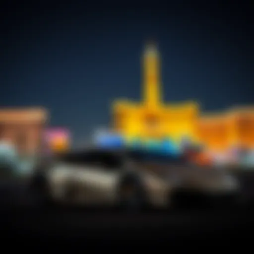 Stunning Lamborghini parked against the Las Vegas skyline