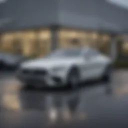 A stunning view of the Mercedes dealership on Reisterstown Road showcasing luxury vehicles.