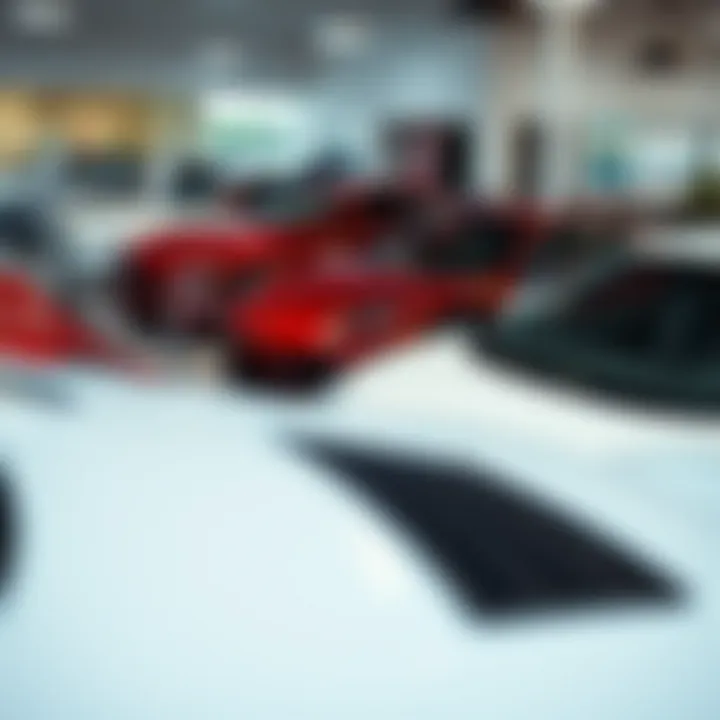 Showroom displaying a variety of used cars