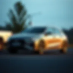 Sleek design of a modern four-door hatchback