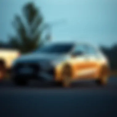 Sleek design of a modern four-door hatchback