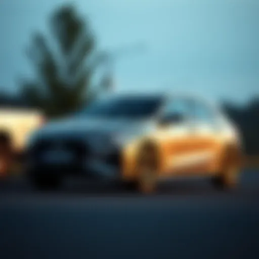 Sleek design of a modern four-door hatchback