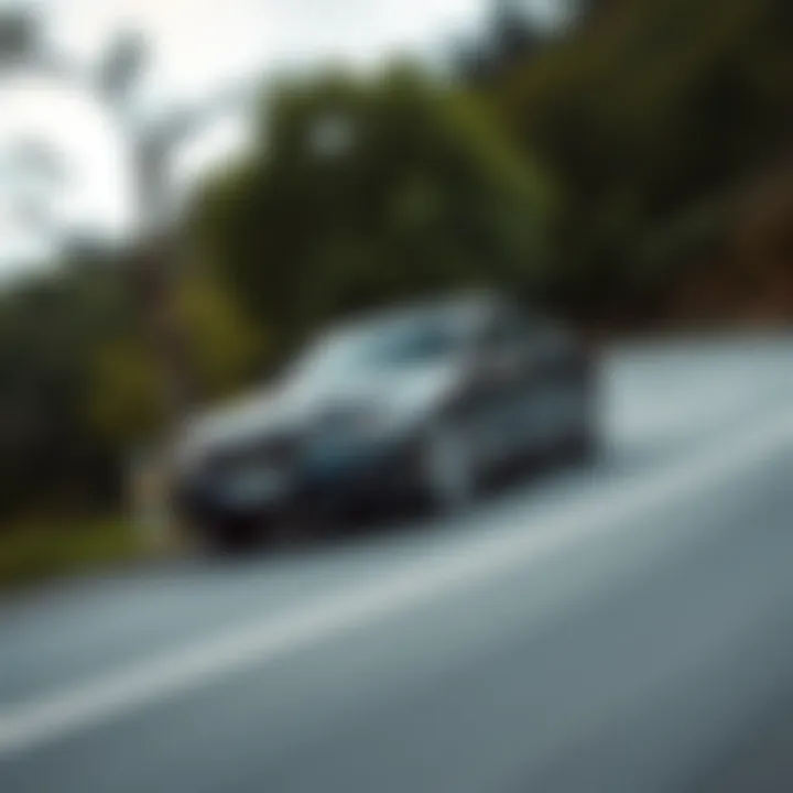 Dynamic performance of the BMW 750 xi on the road, emphasizing its power and handling capabilities