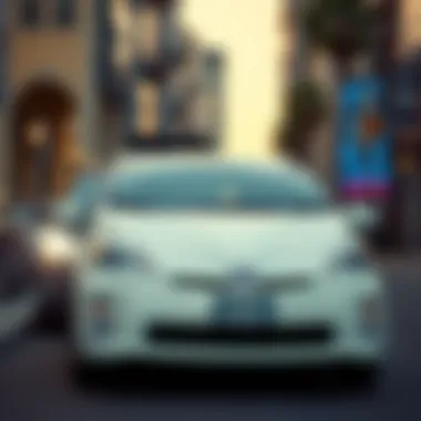 A pristine used Toyota Prius parked in an urban setting