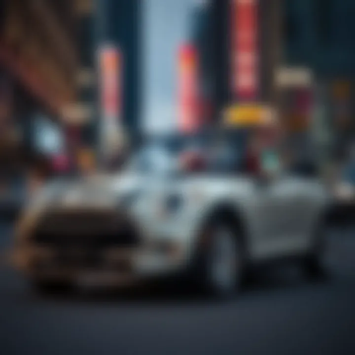 Elegant Mini Cooper Convertible parked on a vibrant Houston street