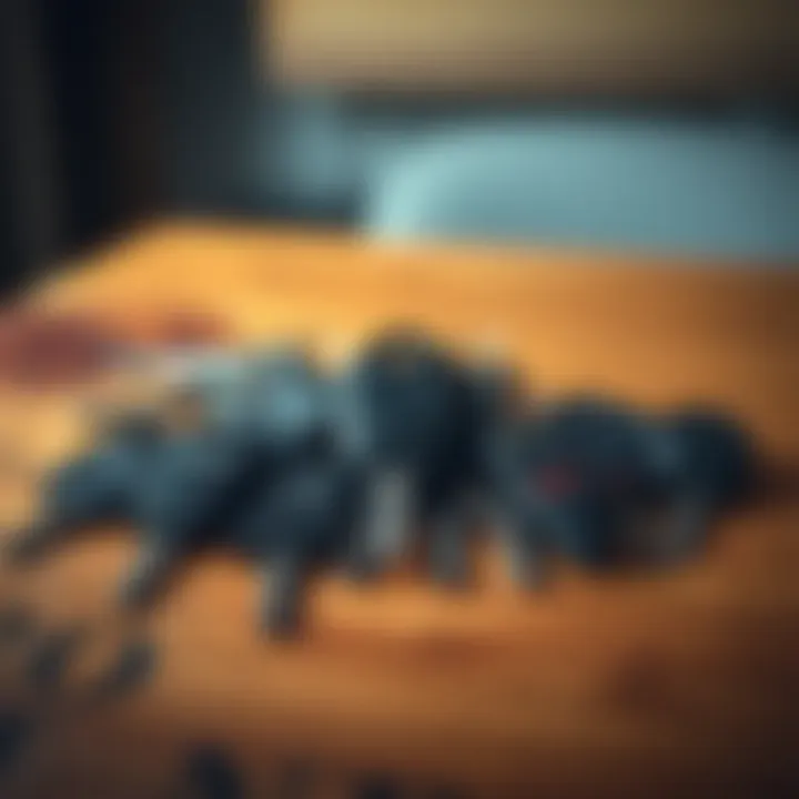 Different types of RV keys displayed on a wooden surface, highlighting their unique designs.