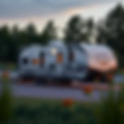 Exterior view of the Four Seasons Park Model Trailer showcasing its unique design features