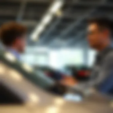 Customer interacting with a sales representative at the dealership