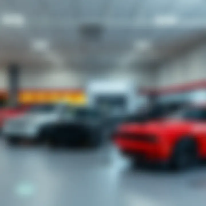 Showroom interior featuring a variety of Dodge vehicles