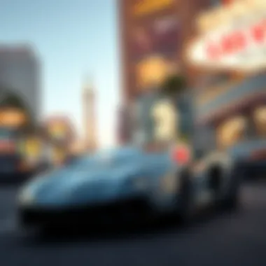 Lamborghini in motion on the famous Las Vegas Strip