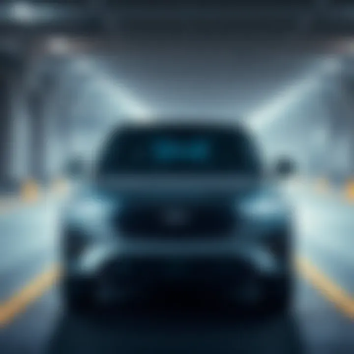 Safety features displayed on a large CUV, illustrating technology advancements.