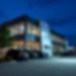 Exterior view of Lindsay Ford dealership showcasing modern architecture
