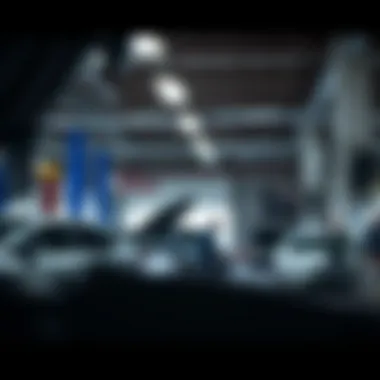 Service area of Lindsay Ford with technicians working on vehicles