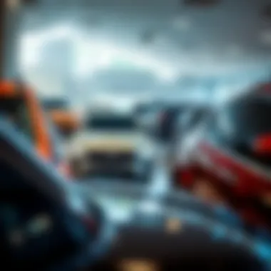 Inside the showroom featuring a variety of vehicles on display