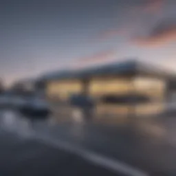 Exterior view of Manderbach Ford dealership showcasing modern architecture
