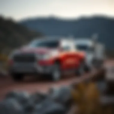 Towing Capacity of Ram 1500 Diesel Ram 1500 Diesel towing a heavy load on a rugged terrain.