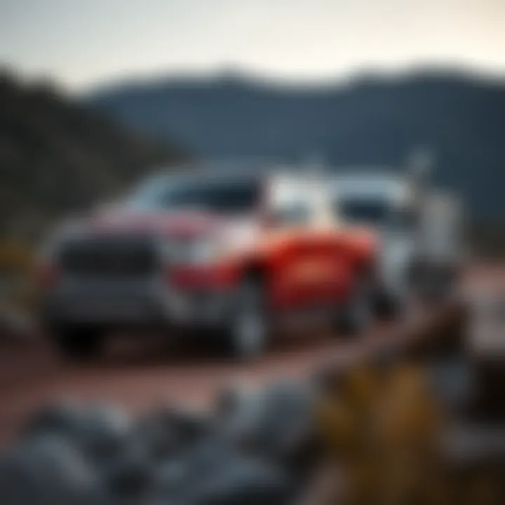 Towing Capacity of Ram 1500 Diesel Ram 1500 Diesel towing a heavy load on a rugged terrain.