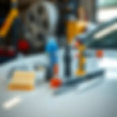 Essential Tools for Paint Repair A set of tools and materials for car paint repair