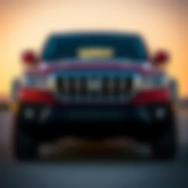 Front view showcasing the bold design of the 2013 Sahara Unlimited