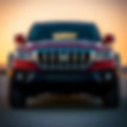 Front view showcasing the bold design of the 2013 Sahara Unlimited