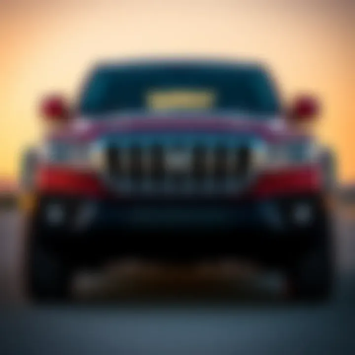 Front view showcasing the bold design of the 2013 Sahara Unlimited