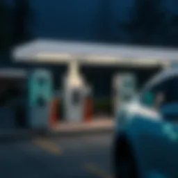 Electric vehicle charging station displaying different power levels