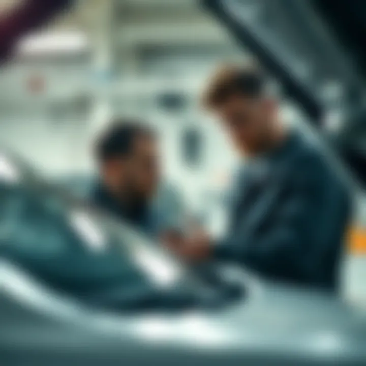 A mechanic inspecting a vehicle to determine its reliability after fleet use.