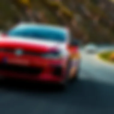 Dynamic driving scene featuring the performance of the Volkswagen GTI 2-Door on a winding road