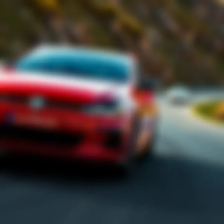 Dynamic driving scene featuring the performance of the Volkswagen GTI 2-Door on a winding road