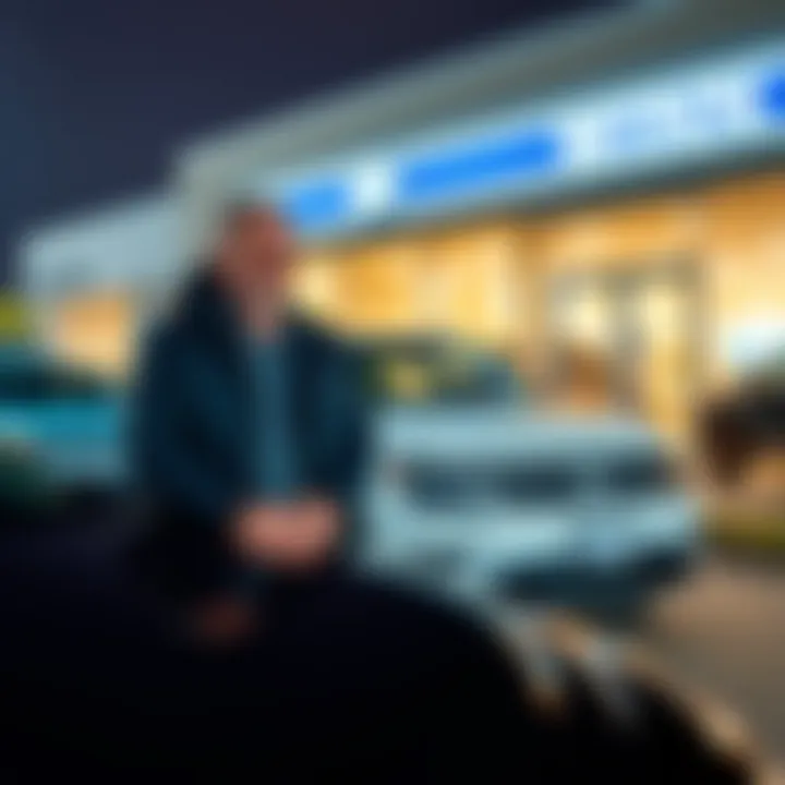 A satisfied customer with their new Volkswagen vehicle outside the dealership